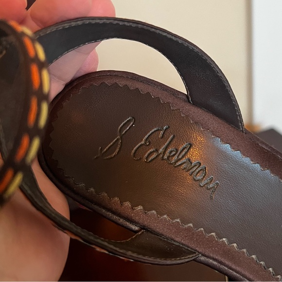 Sam Edelman Brown & Orange Boho Button Embellished Platform Sandals. 8.5M - Picture 11 of 15